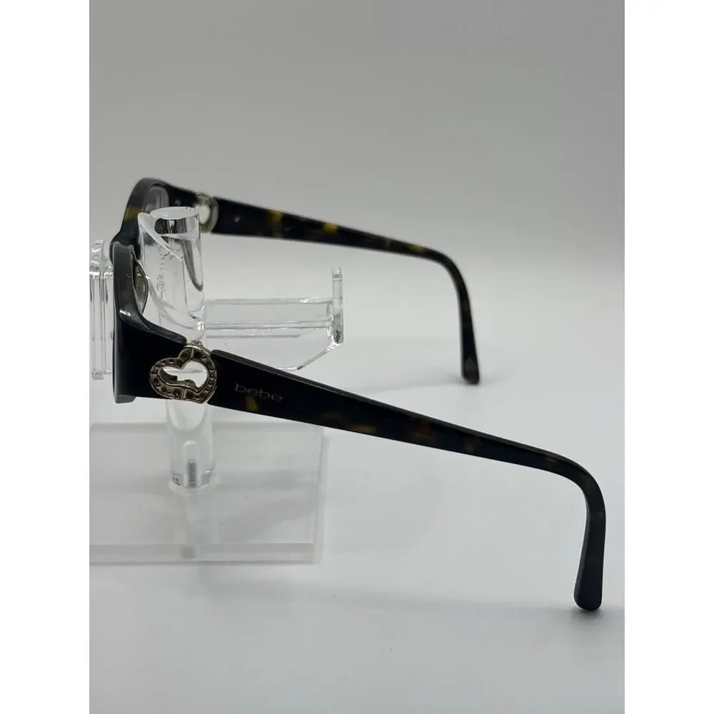 Bebe Womens Eyeglasses Tortoise Brown Gold Embellished Rectangle Frames 140